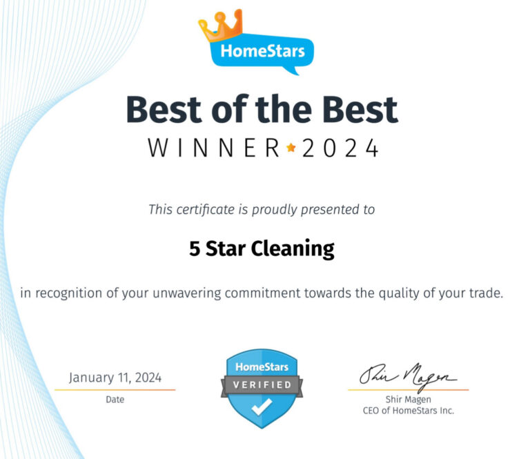2024 Homestars Best Of Best Awards for 5 Star Cleaning